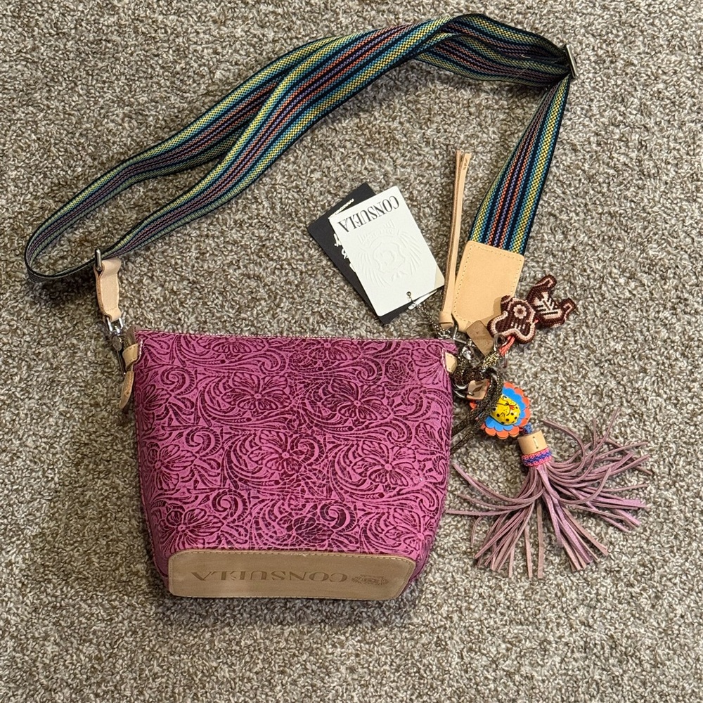 Consuela Purple Embossed Crossbody Bag